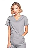 cherokee women's workwear core stretch mock wrap top