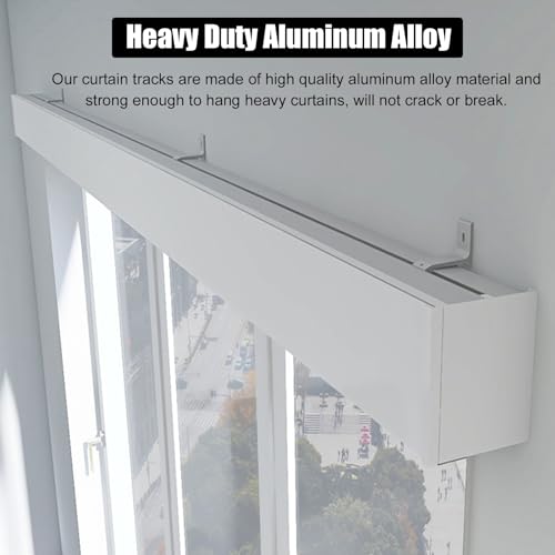 Rail de Rideau Mural Robuste en Aluminium, Tringle Simple pour Rideaux et voilages de Chambre. Glissement Fluide et Durable. Idéal pour Les Rideaux et voilages. Installation Facile