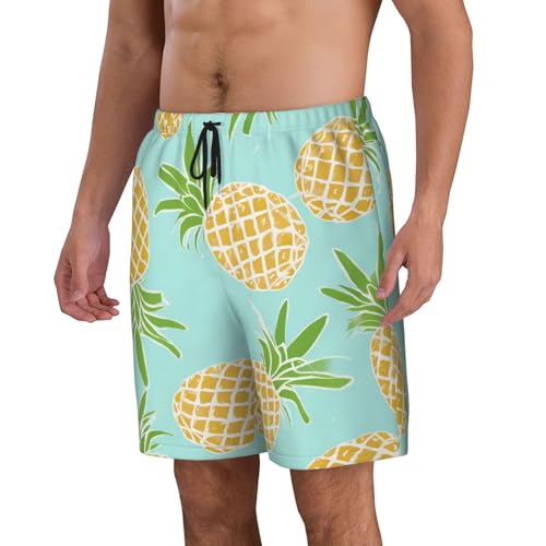 Green Pineapple Print Men's Beach Pants Lightweight Quick-Dry Swim Pants with Mesh Lining for Men2