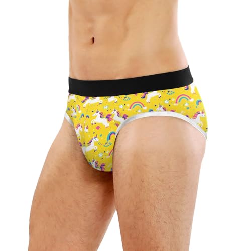 Classic Men's Underwear Briefs Unicorn Yellow Rainbow Breathable and Soft Comfort Triangle Underwear Men4