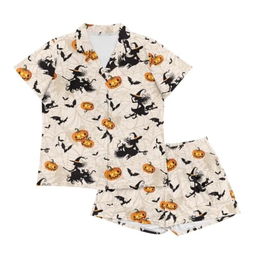 Image of Renewold Women's Short Sleeve Pajama Set Button Down Sleepwear with Notch Collar Soft Lounge Top and Shorts with Pockets