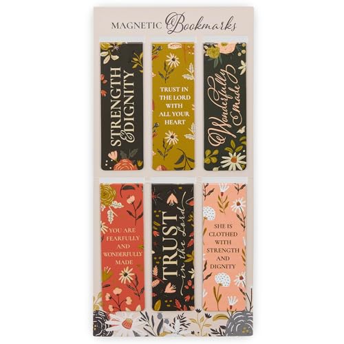 Christian Art Gifts Colorful Inspirational Magnetic Scripture Bookmark Pagemarker Set for Women: Encouraging Bible Verses, Psalms & Proverbs, Multicolor Florals for Reading Books, Bibles, 6 Piece Set