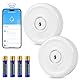 Wassrmelder WLAN Wassermelder Wassersensor mit Batterie 2 Stück Wasserstandssensor 100dB Wassermelder Wasseralarm Wassersensor WLAN Wasserwächter WLAN für Küchen Keller Badezimmer (2.4GHz WiFi)