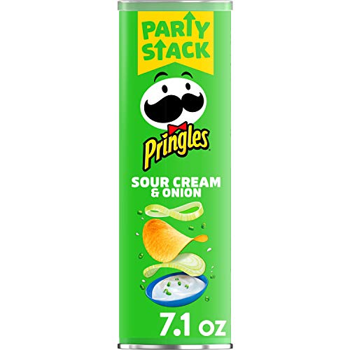 Pringles Potato Crisps Chips, Lunch Snacks, Snacks On The Go, Party Stack, Sour Cream and Onion, 7.1oz Can (1 Can)