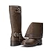DREAM PAIRS Women's Knee High Boots Side Zipper Motorcycle Boots Square Toe Chunky Low Heel Fashion Buckles Biker Riding Boots,Size 11,Brown-Nubuck,SDKB2412W