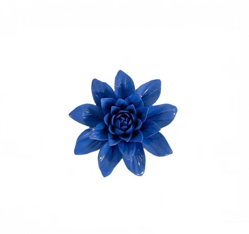 Image of Royal Blue,Paeonia lactiflora, 2.76 inch,Ceramic Flower Wall Art Decor, Artificial Flower Wall Sculpture,Handmade Ceramic Flowers for Home,Hallway,Living Room, Kitchen,Bathroom