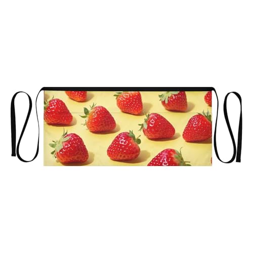 FASHON&FASCIN Server Apron with Pockets Waist Aprons Half Waitress Apron Strawberry Print for Gardening Restaurant,Multi11