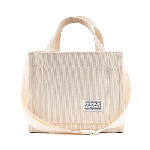 REDSINDA Bolsa tiracolo feminina pequena vintage de veludo cotelê estética bolsa quadrada para uso diário mini bolsa de ombro de viagem, Bege, 10 x 4.6 x 8 inches