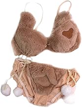Myazs Women 2 Piece Panties Set Teddy Bear Fluffy Bowknot Underwear Lingerie Anime Costumes for Women