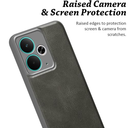 Image of amazon basics Back Cover for Realme 14T 5G | Ultra Slim Soft Rubberised Case | Oil Feel Soft Leather Back | Camera Protection - Gray