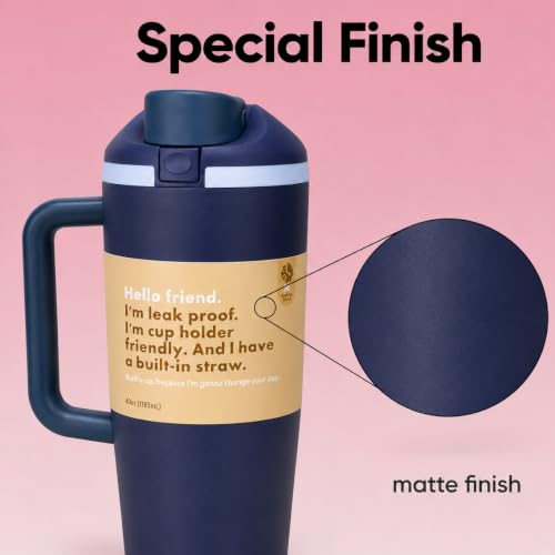 Image of HomeCloud 1200ML Stainless Steel Water Bottle - Double-Wall Vacuum Insulated, Leakproof Straw Lid, BPA-Free Reusable Travel Flask with Two-Way Spout for Gym, Office & Outdoor Use (H Navy)