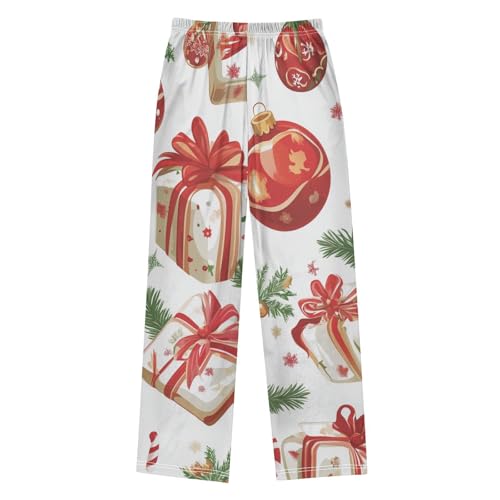 Christmas Ball Candy Cane Boys Long Pants Soft Trousers Elastic Waist Kids Lounge Bottoms with Pockets S-XL2