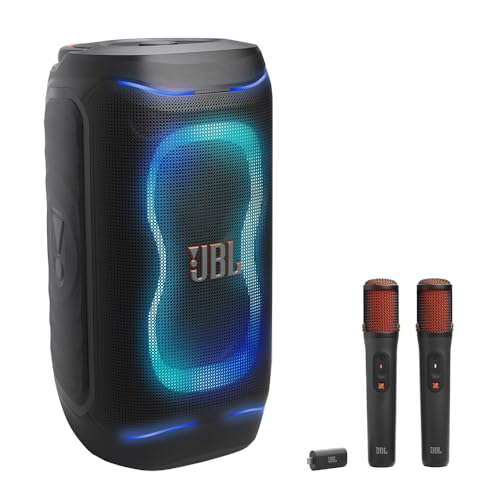 JBL مجموعة مكبر صوت بارتي بوكس 130 محمول للحفلات مع ميكروفونات لاسلكية ايزي سينج (اسود)