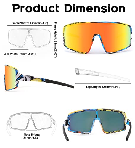 Feisedy Sports Sunglasses, Polarized Oversized Shield For Women Men, One Piece Baseball Cycling Running Outdoor Visor B2988 #TOP4