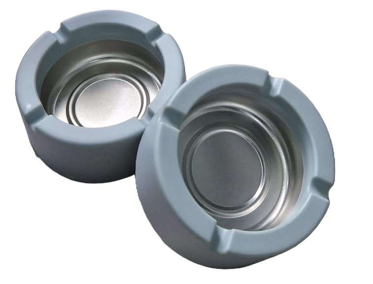 MIFAH Colour Full Plastic Ashtray Pack OF 2,Pastel Colours Won't Break Steel base In 4 Colour Round Shape Ashtray for Home Office Restaurant (Pack OF 2) (Grey)