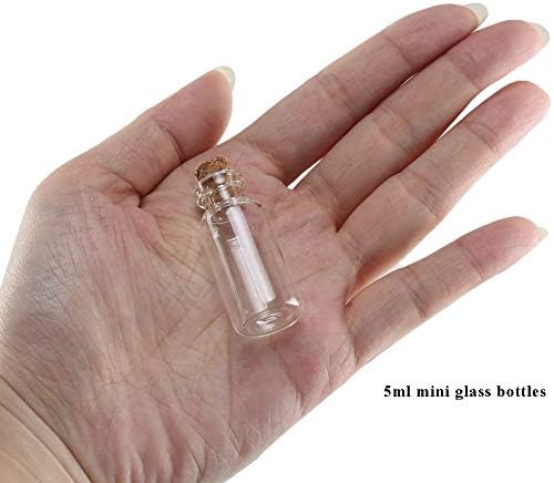 Danmu Art 50pcs 5ml Mini Tiny Glass Bottles Jars with Cork Stoppers