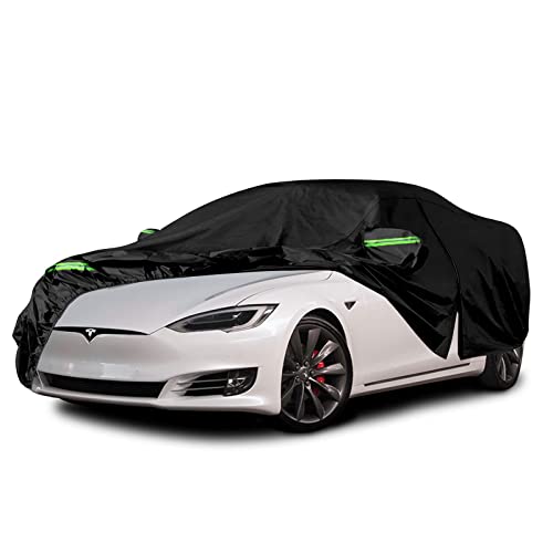 Image of Waterproof Car Cover Replace for 2012-2025 Tesla Model S, 6 Layers All Weather Custom-fit Car Cover with Zipper Door & Windproof Bands for Snow Rain Dust Hail Protection