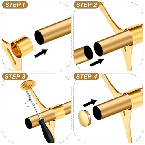 Image of Zonon 4 ft Bar Foot Rail Kit Gold Undercounter Mount Hardware and Tubing Complete Kit Foot Railing for Bar Dome End Cap Stainless Steel Brass Finish for Kitchen Island Indoor Outdoor