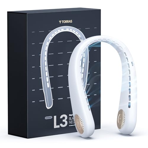 TORRAS COOLiFY [All-New, Upgraded Powerful Airflow] Industry-First Portable Neck Fan - Rechargeable, 360° Airflow, Hands-Free Bladeless Cooling, For Yard Work, Indoor, Outdoor Use - Elegant