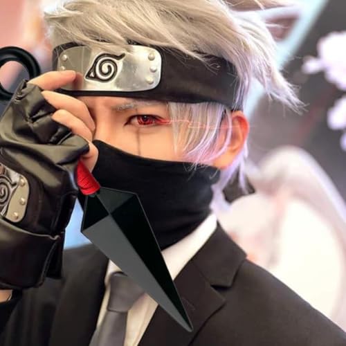 Image of WANNA PARTY Party Cosplay Props Ninja Tie Back Headband & Kunai Weapon Prop Metal Engraved Icon Headband and Kunai Prop for Anime Theme Party Dressing-up Accessories Props