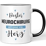 JUNIWORDS Tasse, Bester Neurochirurg, mit ganz viel Herz, Schwarz (6056624)
