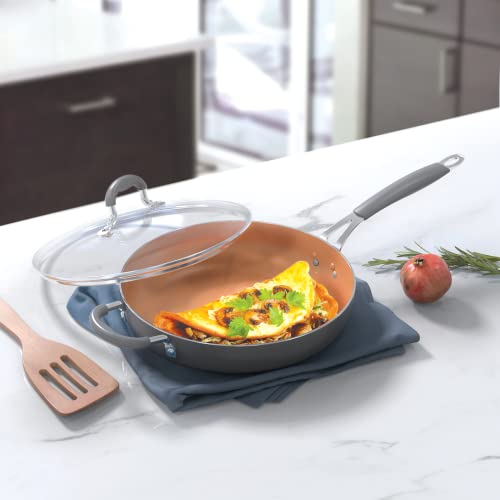 Sunhouse - Ceramic Nonstick Frying Pan With Lid - Soft Grip, Pfoa-Free Cooking Fry Pan With Non-Toxic, Lead-Free Ceramic Coating - Non Stick Skillet Pan (11 Inch) #TOP5