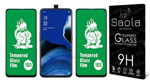Image of Saola 18D Tempered Glass With Inbuilt AirBag Borders For Oppo Reno 2z (Pack Of 2) with Free Installation Kit. Full screen Coverage - 6.53 inch