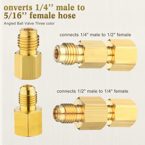 Tujoe 323 Pcs R410a Valve Core Remover Installer Tool Valve Core and Remover with Brass Adapter, Valve Cores, Valve, Thimbles, Brass Nuts, Sealing Washer for Air Conditioning System