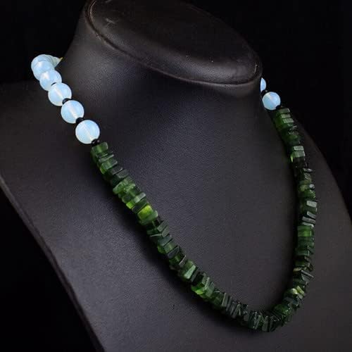 209 Cts Natural Single Strand Opalite & Jade Beads Womens Necklace CHIK_NECKLACE-31463