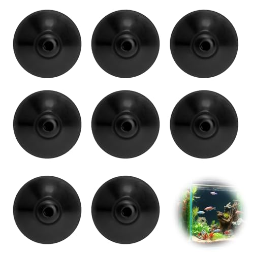 FIUTEKO Ventosas para Acuario 28mm Negras Set de 8 Unidades Goma Flexible para Bomba, Calentador, Tubo de Aire o CO2 Clips de Acuario Universales Repuesto para Eheim
