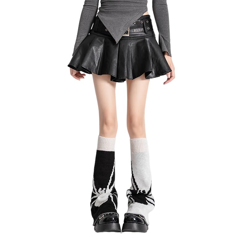 Image of WODECASA Girls Kawaii Leg Warmers Knitted Flared Leg Sleeves Goth Crochet Baggy Cuff Ankle Heap Socks