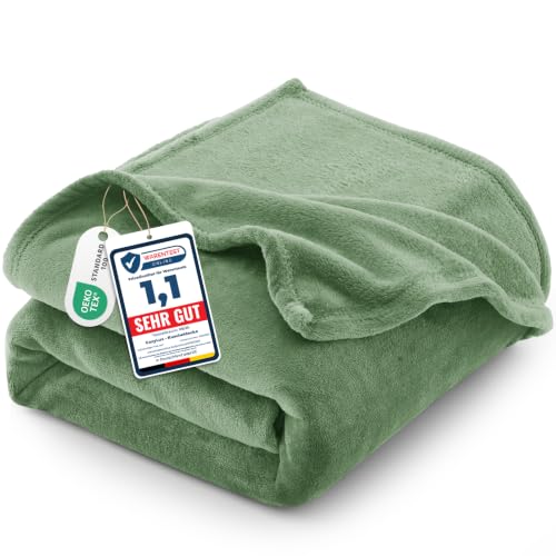 CozyLux Kuscheldecke Flauschig Decke 220x240 cm Grün – Ansicht 1