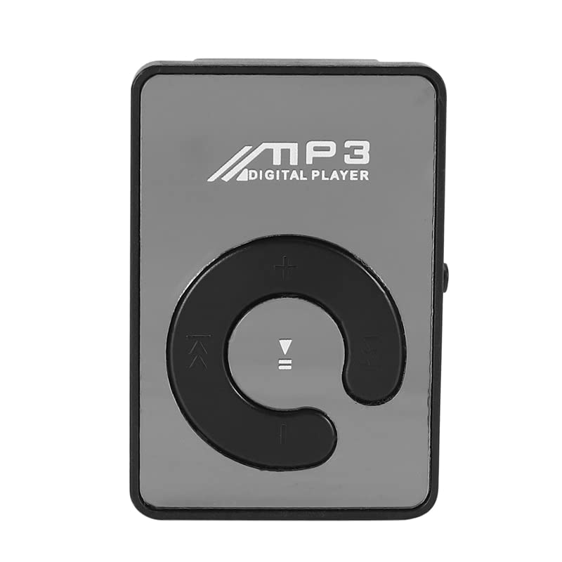 Lonrtesw Mini Mirror Clip USB Reproductor de Música Mp3 Digital Compatible con 8Gb SD TF Tarjeta Negro