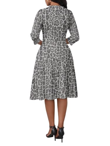 Image of PinkPatty Women's Casual 3 /4 Sleeve Midi Dresses Fit and Flare Church Work Dress with Pockets