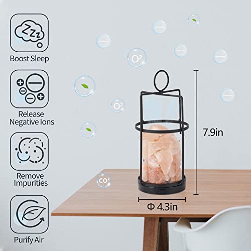 Sunya Himalayan Salt Lamp - Metal Basket With Handle, 5 Led Bulbs Pink Rock Salt Lamp - Night Light With Usb Power Cable. Box Pack. Wrangler-3 #TOP3