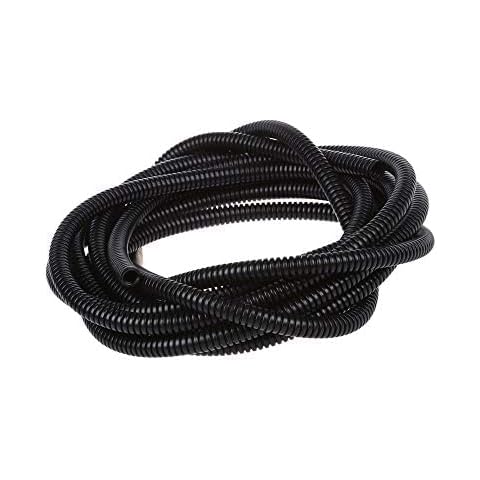 Uotyle Flexible Conduit 5M Corrugated Plastic Tube PP Pond Hose Black Conduit Pipe Non-Split Flame Retardant Bellow for Cable Wire Protection (OD15.8mm x ID12mm) Cover