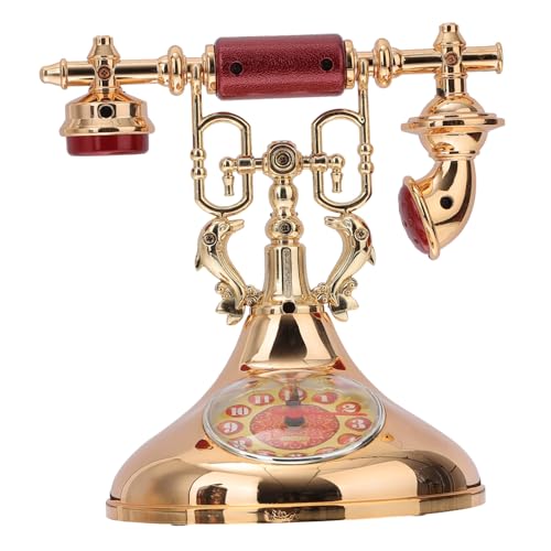 ROMISBABA レトロ電話モチーフ置時計 スリッシュなホームデスクトップ装飾 大型文字盤で読みやすい 堅牢な素材使用