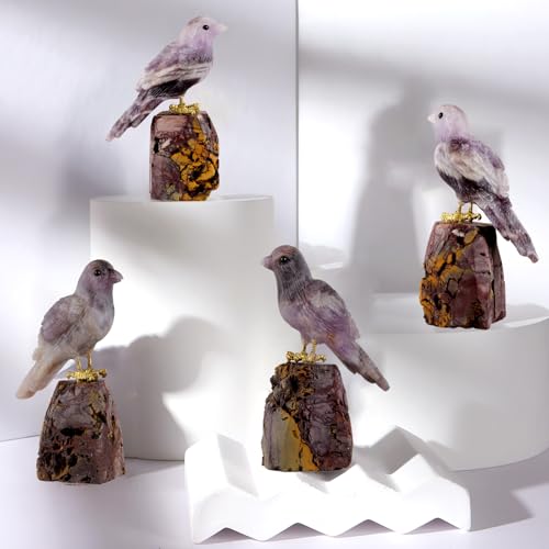 Estatua de cristal Ágata Amatista Magpie 2 pulgadas miniatura 5