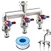 Produktbild 3-Wege Wasserhahn Wasserverteiler: Garten Wasserverteiler aus Messing für 3 Gartenschlauch Adapter, 3er Verteiler 3/4" Adapter 1/2" mit Kugelhahn zum Einstellen Absperren Wasserflusses