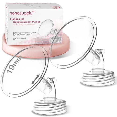 Image of Nenesupply 19mm 2 pc Flanges Compatible with Spectra S2 S1 9 Plus Synergy Gold Breastpump Replacement to Spectra Pump Parts Flange Accessories Wide Mouth Work with Valve Backflow Protector Bottle