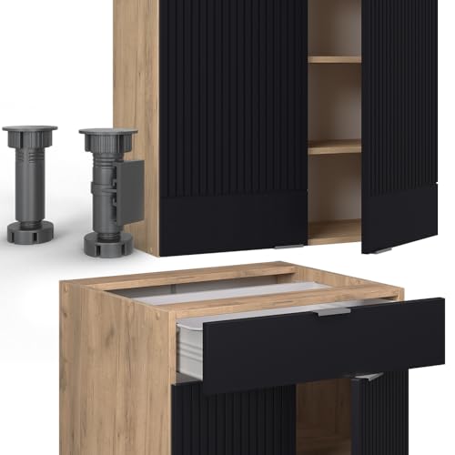 Vicco Cucina Completa Rovere Nero Rigato/Oro 140 Cm , Pl Rovere - 7