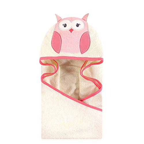 Image of Hudson Baby Unisex Baby Cotton Animal Face Hooded Towel, Modern Owl, One Size
