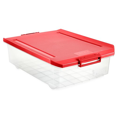 Tatay Caja Almacenaje Plastico 32 L Bajocama - Classic | Tapa con Bisagras Incluidas | Asas Ergonómicas en ABS | Ruedas Integradas | Diseño Resistente | Plástico Libre de BPA | 40x57x18 cm, Rojo