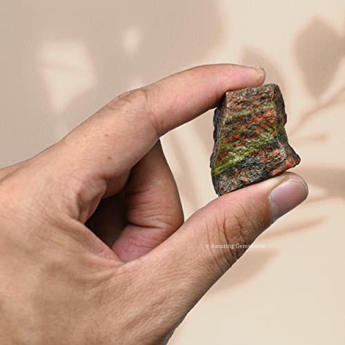 Image of Amazing Gemstone 2 Pieces Unakite Raw Crystals and Healing Stones, Natural Rocks for Tumbling and DIY Raw Stones and Crystals