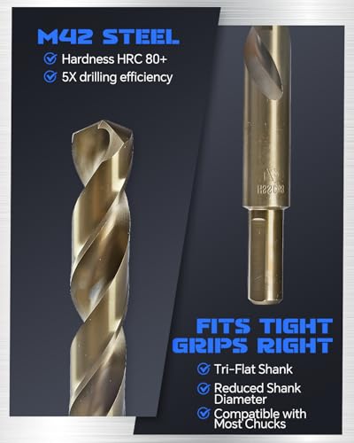 Image of COMOWARE Cobalt Drill Bit Set- 21Pcs M42 High Speed Steel Twist Jobber Length for Hardened Metal, Stainless Steel, Cast Iron and Wood Plastic with Indexed Storage Case, 1 /16 inch-1 /2 inch