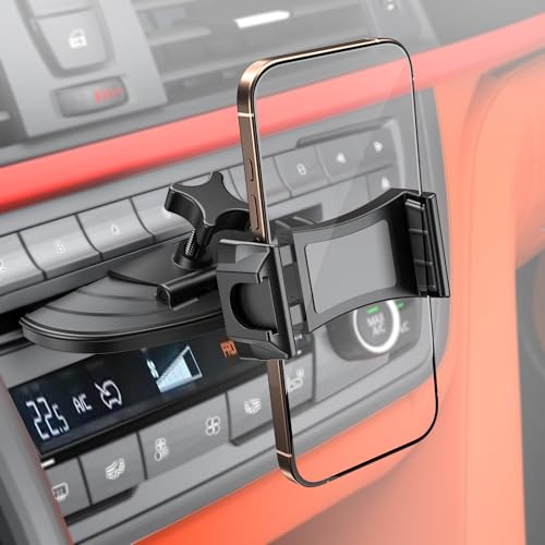 MAGJIEYX CD Support Telephone Voiture, 360° Rotation Support Voiture Fixation Fente CD écurie Compatible avec iPhone 16 15 14 13 12 Series 4.7''-7'' All...
