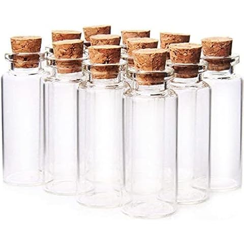20 Pieces Small Glass Bottles with Cork Lids, Mini Wish Bottles, Mini Cork Stopper Glass Bottles, Mini Glass Jars Bottles, for DIY Arts Crafts Decoration, Weddings Favors, 22 x 70 mm Cover