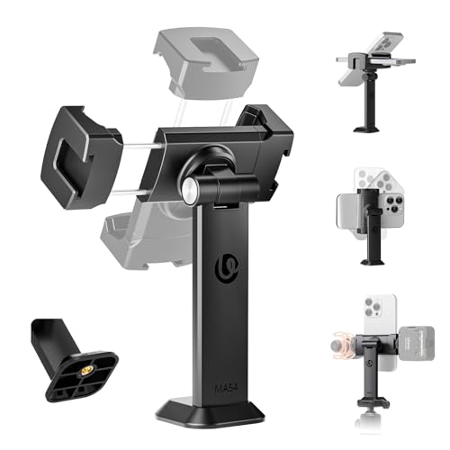 Image of ULANZI Phone Tripod Mount Adapter with Dual Cold Shoes & QR Plate, MA54 Cell Phone Holder for Tripod with 1 /4 inch Screw, Adjustable Smartphone Mount Adapter for iPhone, Android, Selfie Stick, Monopod