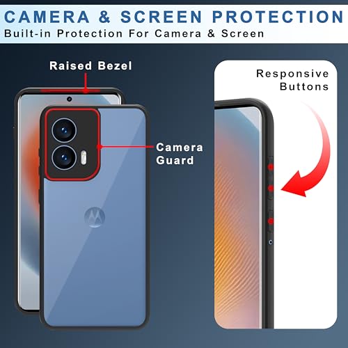 Image of CEDO Backcover for Motorola Moto G96 (5G) | Camera Protection Bump Shockproof Edge | Ultra Hybrid Transparent Acrylic Clear TPU+PC Hard Backcase Cover (Black)
