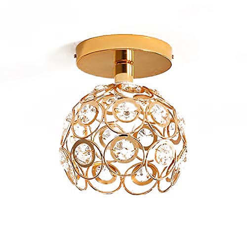 Plafonnier semi-encastr閟 dor閟 lustre en cristal salon moderne suspendu